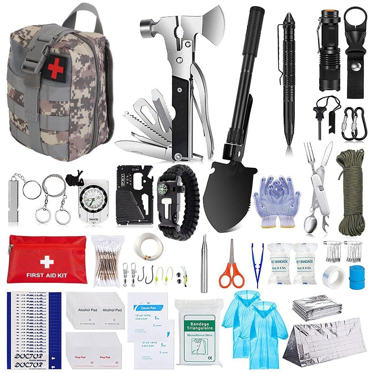 125PCS Survival Emergency Kit with Tactical Gear & First Aid Essentials — tools kits, view 13