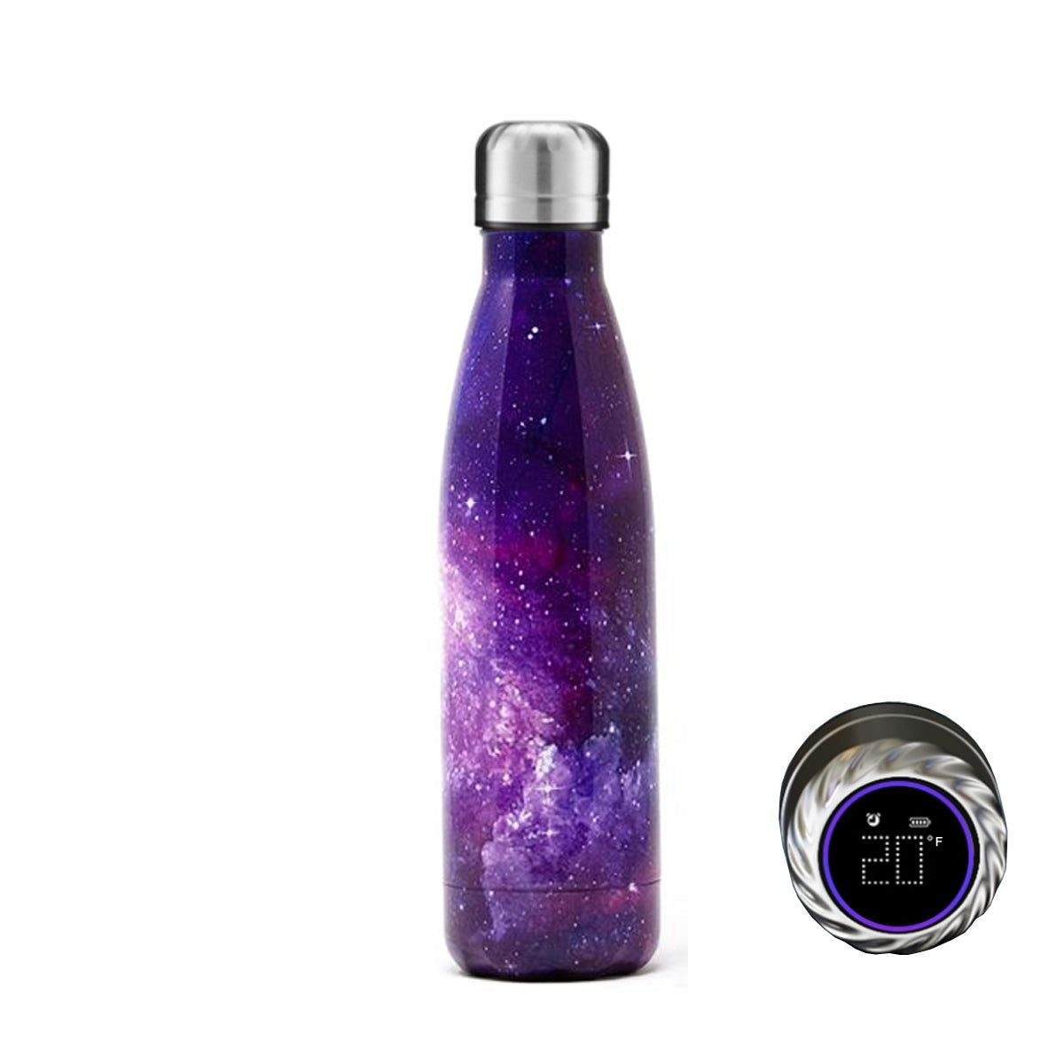 Aquaala UV Sterilizing Water Bottle with Temperature Display Cap — deep space #4, bottles