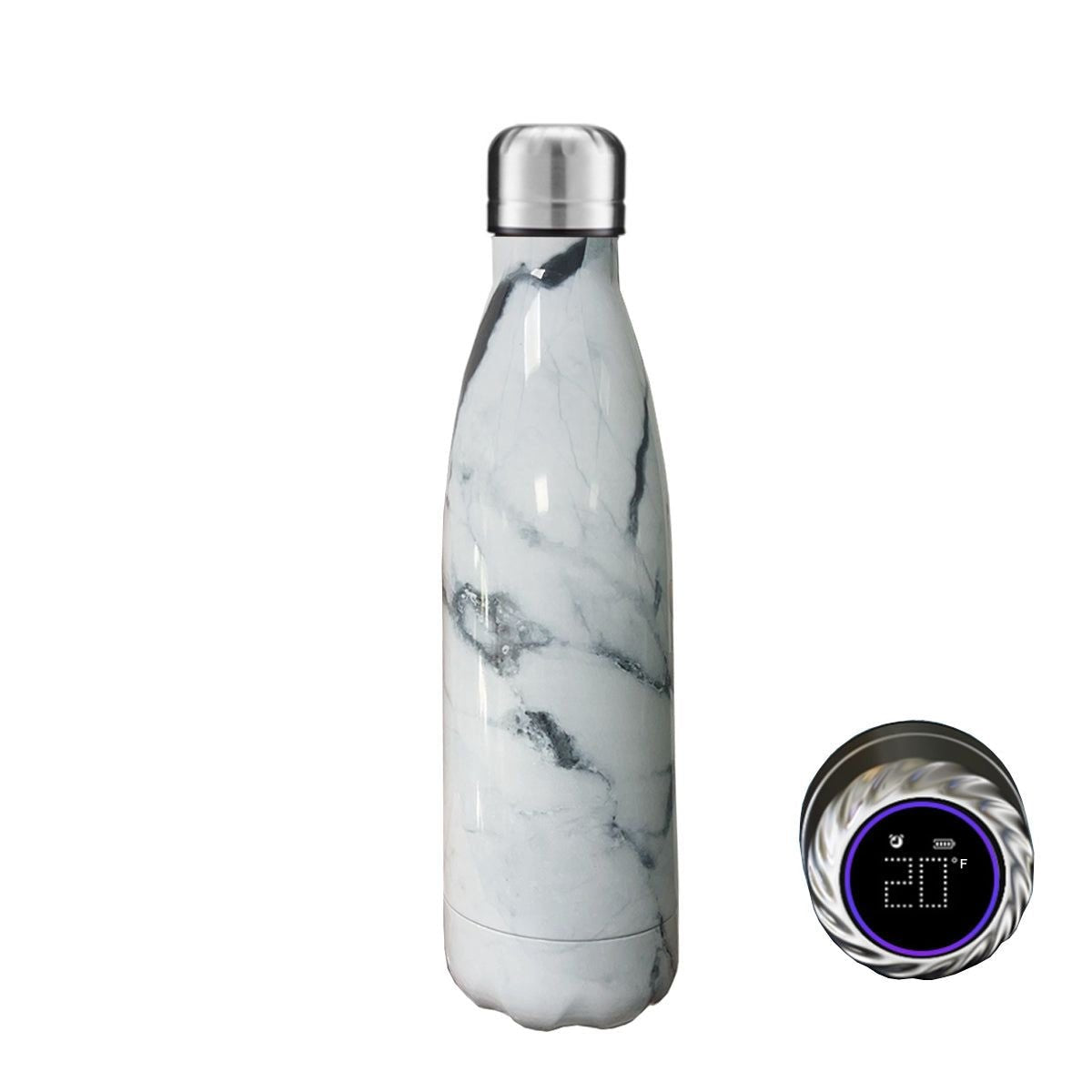 Aquaala UV Sterilizing Water Bottle with Temperature Display Cap — gray marble #6, bottles