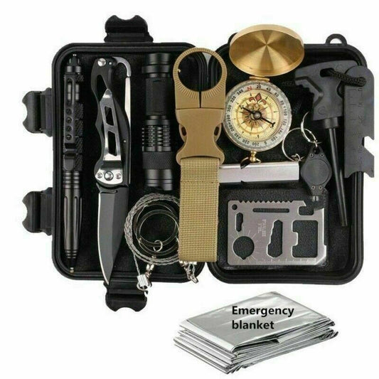 14-in-1 Outdoor Emergency Survival Kit - Tactical Gear, EDC SOS Tools, First Aid, Camping & Hiking Essentials for Car Home…