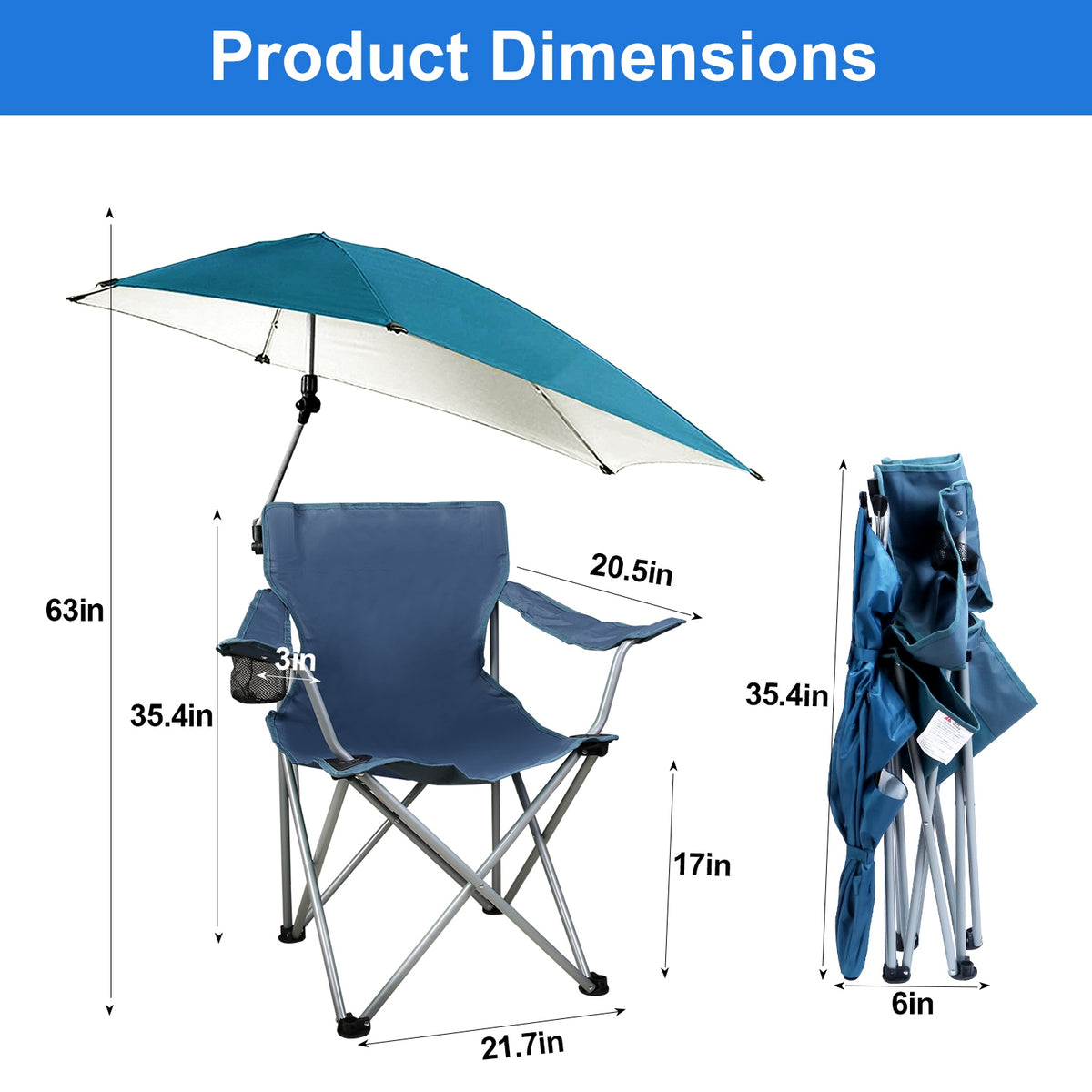Foldable Camping Chair with Adjustable Canopy – Red