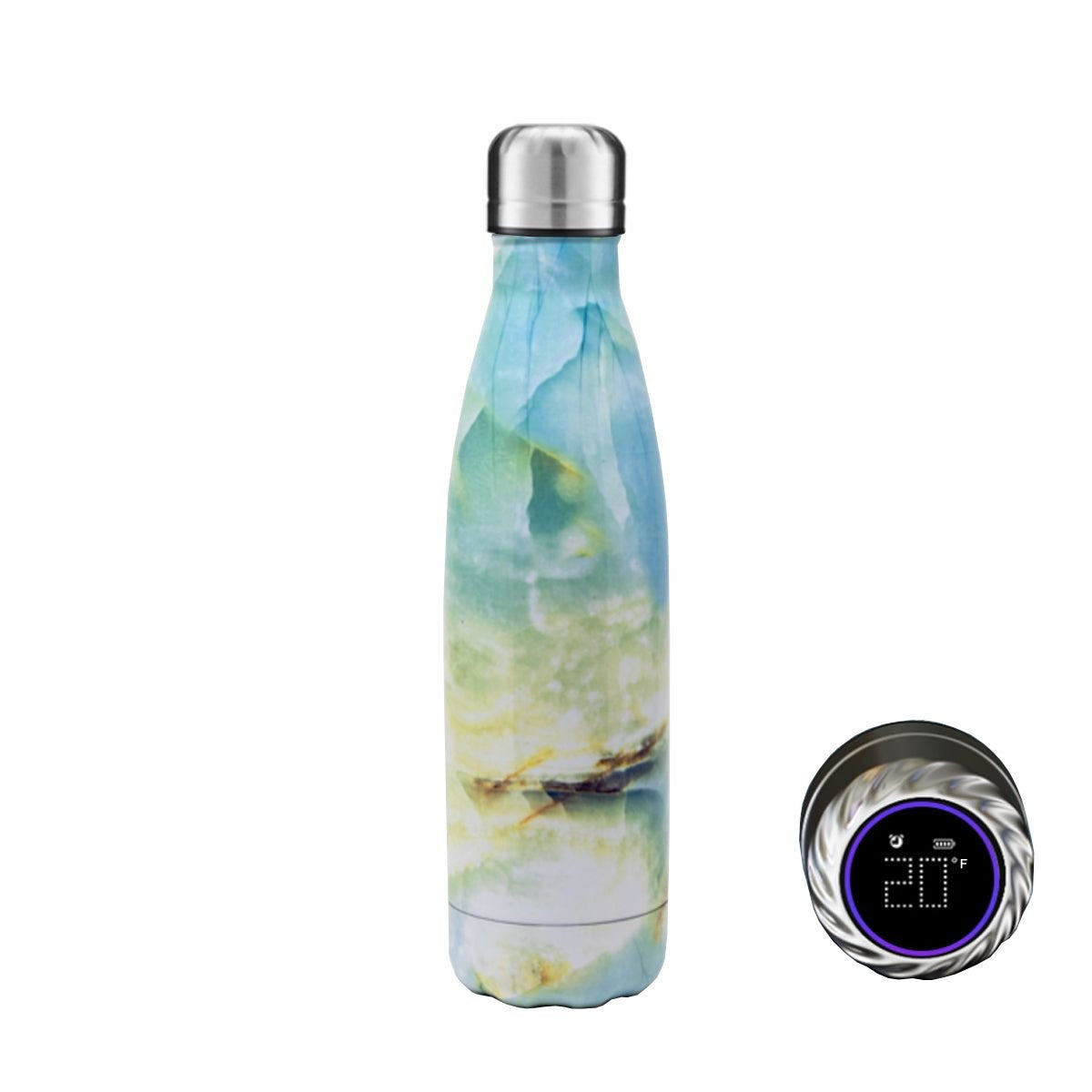 Aquaala UV Sterilizing Water Bottle with Temperature Display Cap — green valley #7, bottles