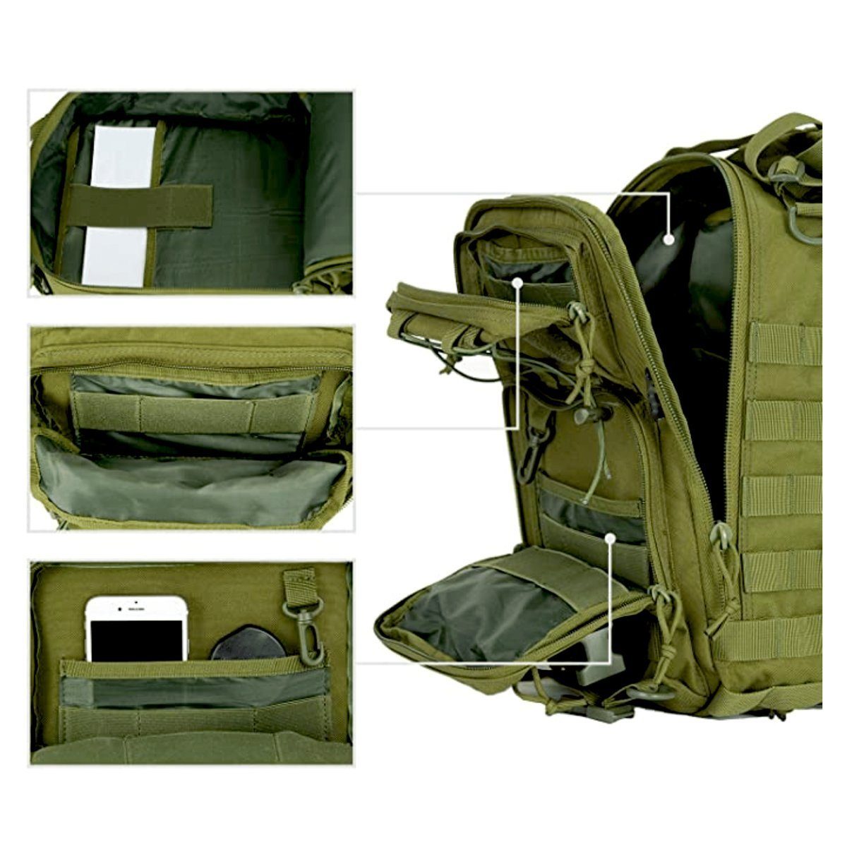 15L MOLLE Sling Shoulder Daypack - Unisex Outdoor Backpack — hiking backpacks, detail
