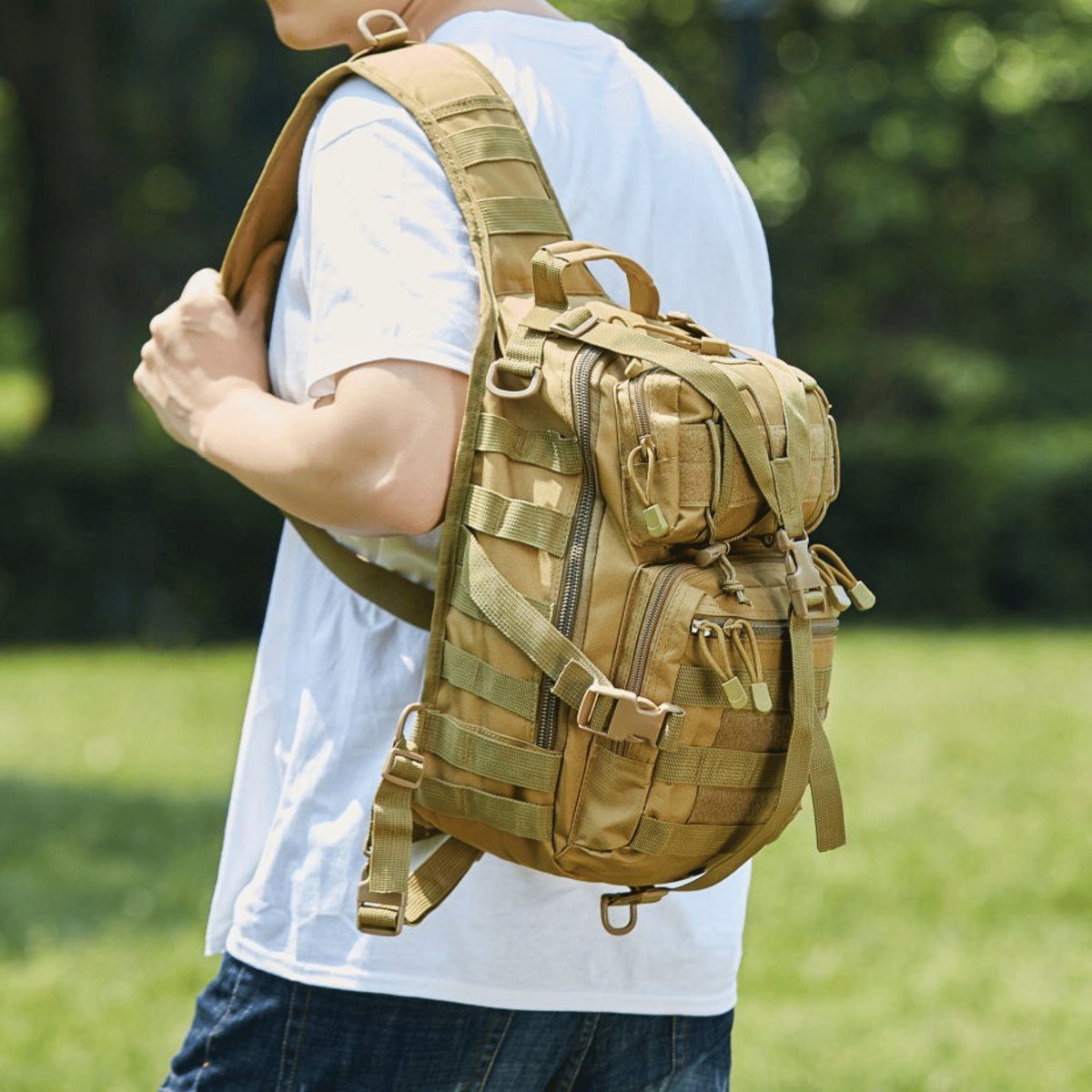 15L MOLLE Sling Shoulder Daypack - Unisex Outdoor Backpack — hiking backpacks, view 11