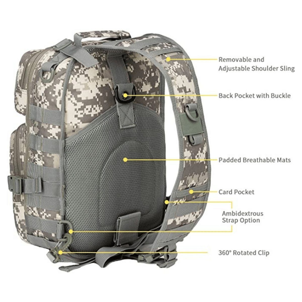 15L MOLLE Sling Shoulder Daypack - Unisex Outdoor Backpack — hiking backpacks, view 12