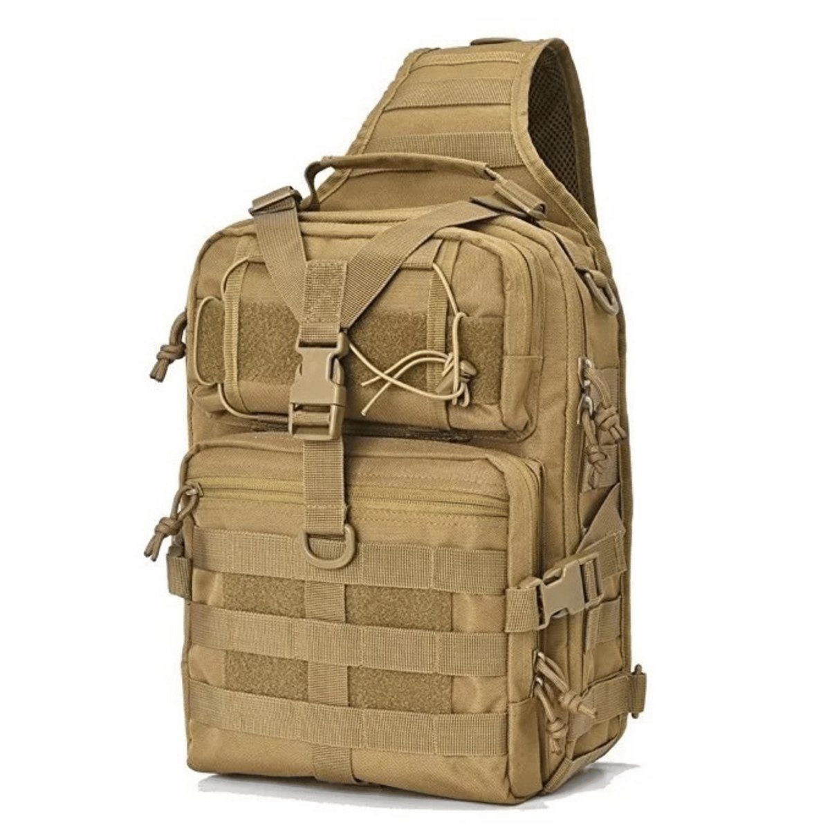 15L MOLLE Sling Shoulder Daypack - Unisex Outdoor Backpack — khaki, hiking backpacks