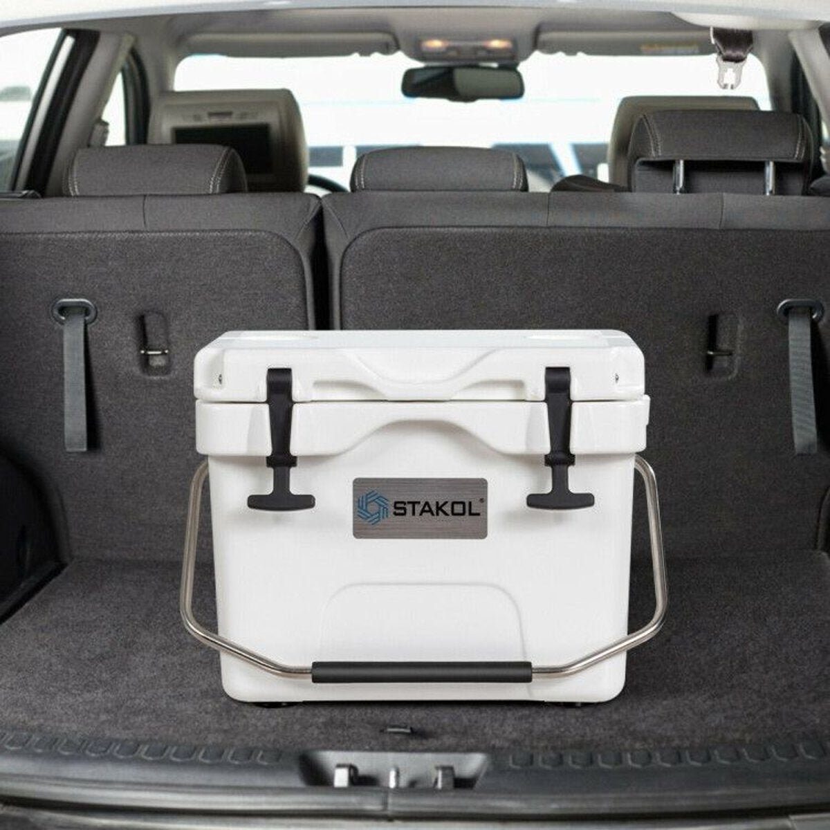 16 Quart Portable Ice Cooler with 24-Can Capacity and Dual Cup Holders — coolers, back view