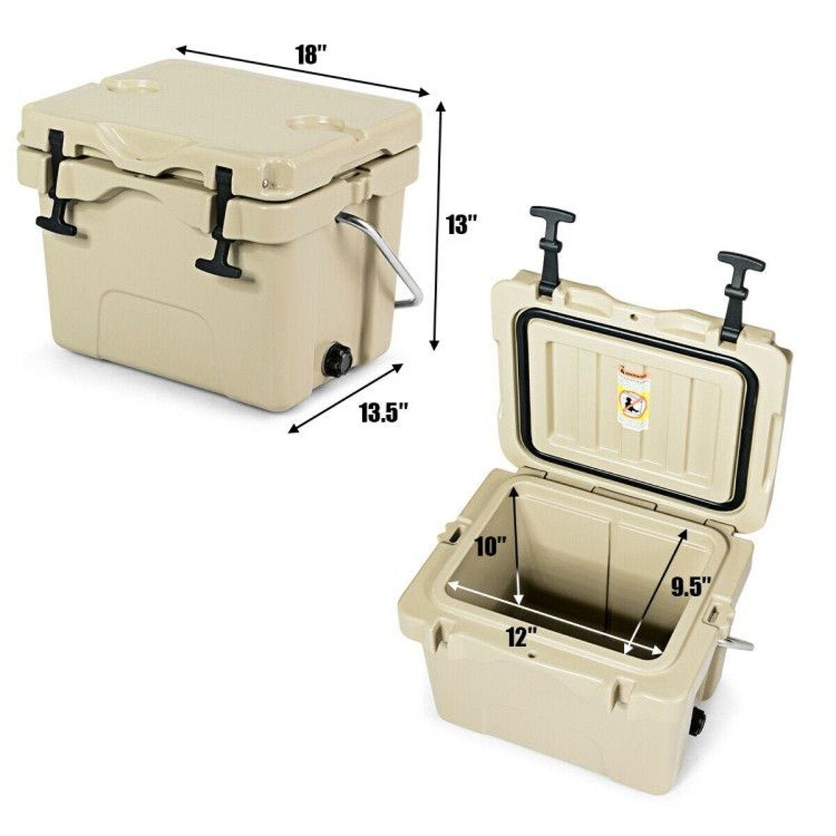 16 Quart Portable Ice Cooler with 24-Can Capacity and Dual Cup Holders — coolers, lifestyle
