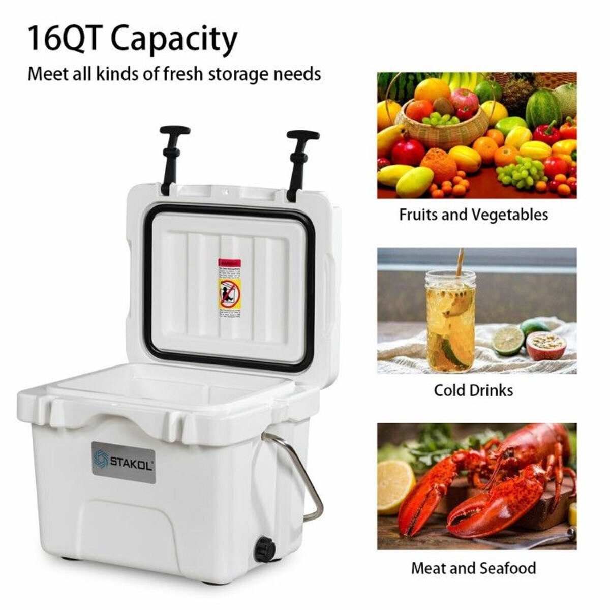 16 Quart Portable Ice Cooler with 24-Can Capacity and Dual Cup Holders — coolers, view 9