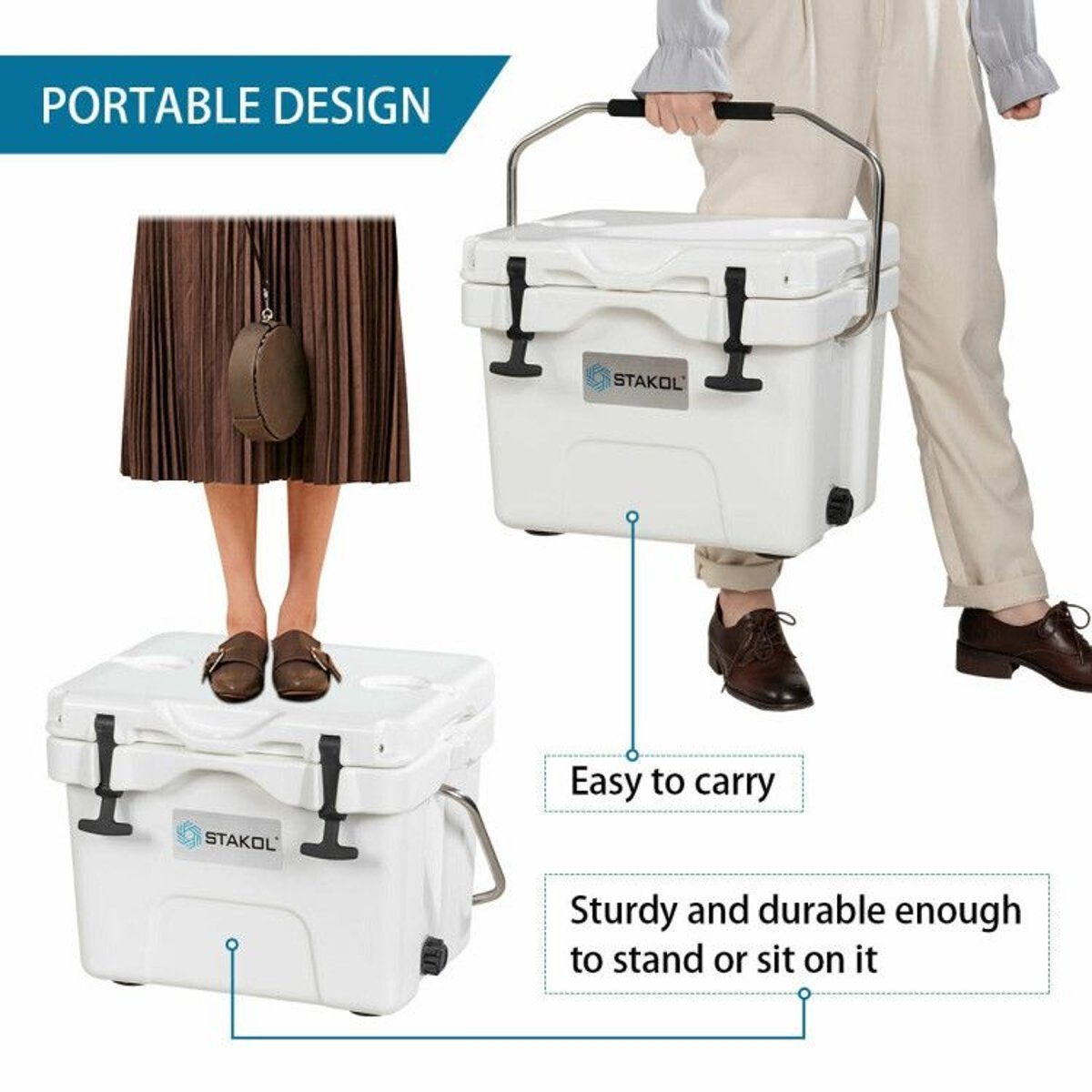 16 Quart Portable Ice Cooler with 24-Can Capacity and Dual Cup Holders — coolers, view 11