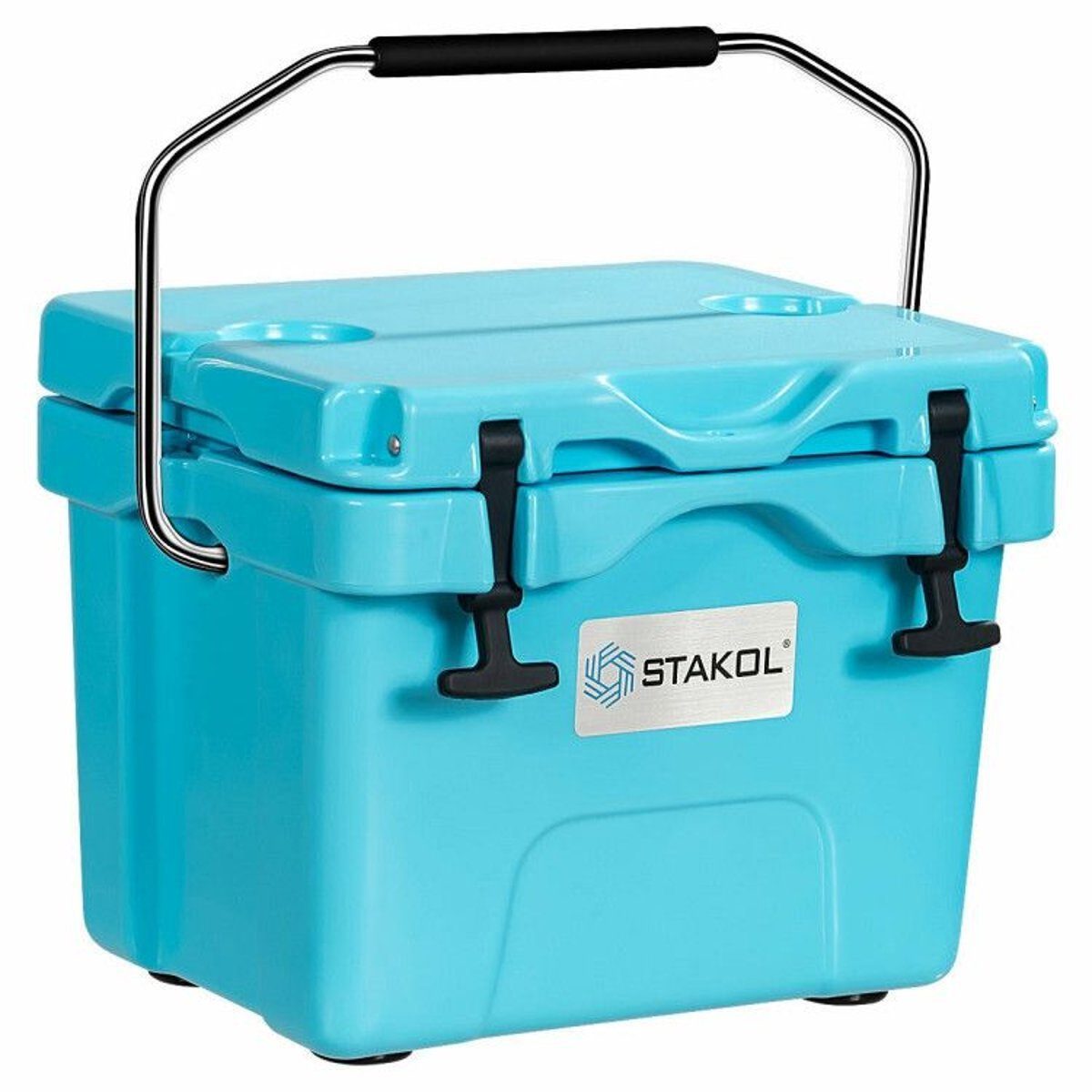 16 Quart Portable Ice Cooler with 24-Can Capacity and Dual Cup Holders — blue, coolers