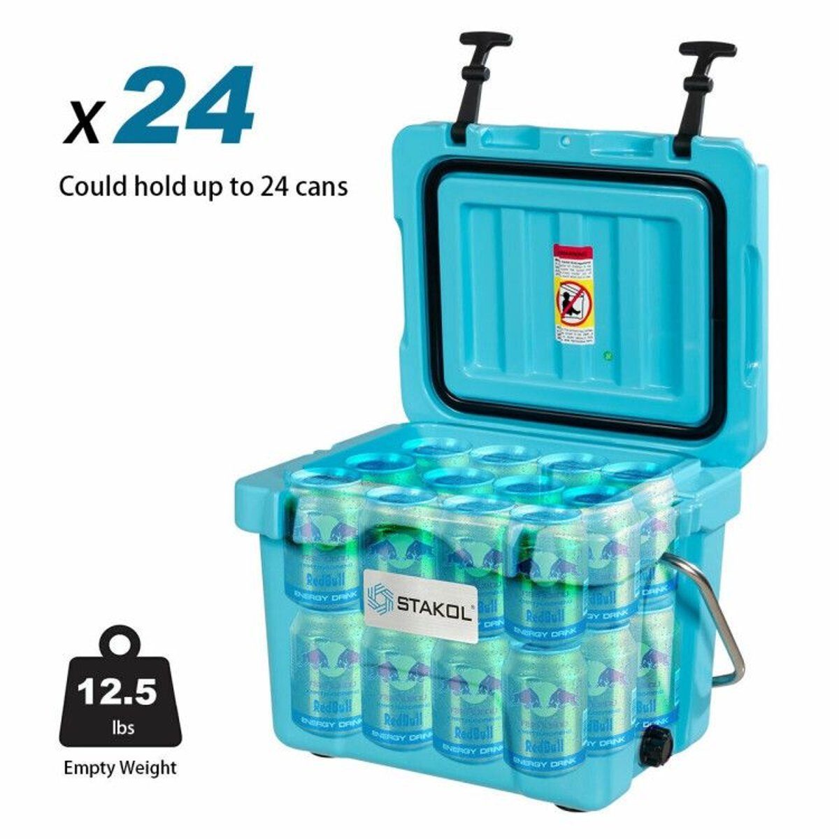 16 Quart Portable Ice Cooler with 24-Can Capacity and Dual Cup Holders — coolers, view 17