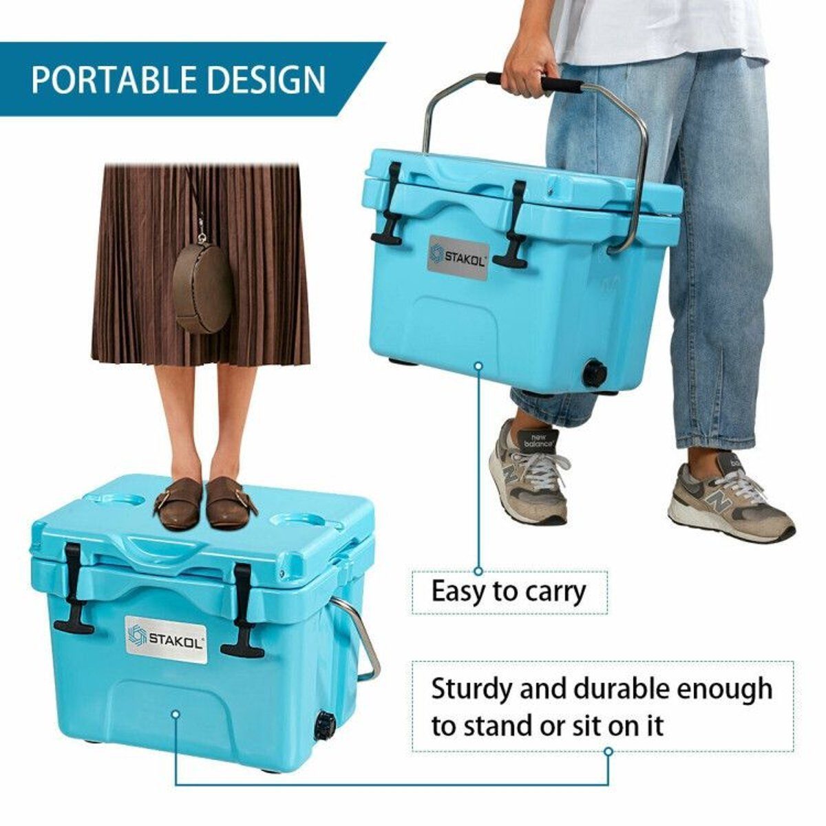16 Quart Portable Ice Cooler with 24-Can Capacity and Dual Cup Holders — coolers, view 20