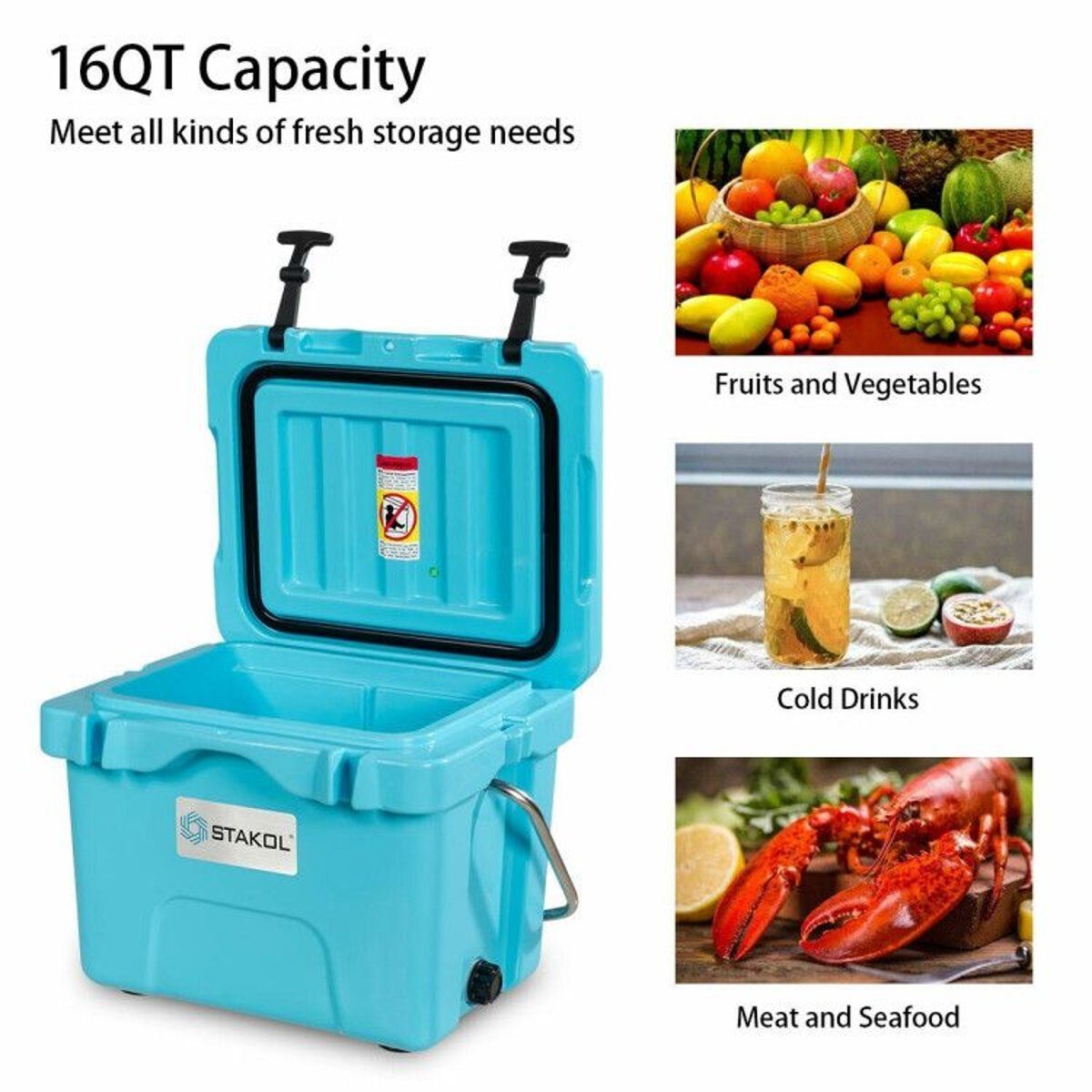 16 Quart Portable Ice Cooler with 24-Can Capacity and Dual Cup Holders — coolers, view 24