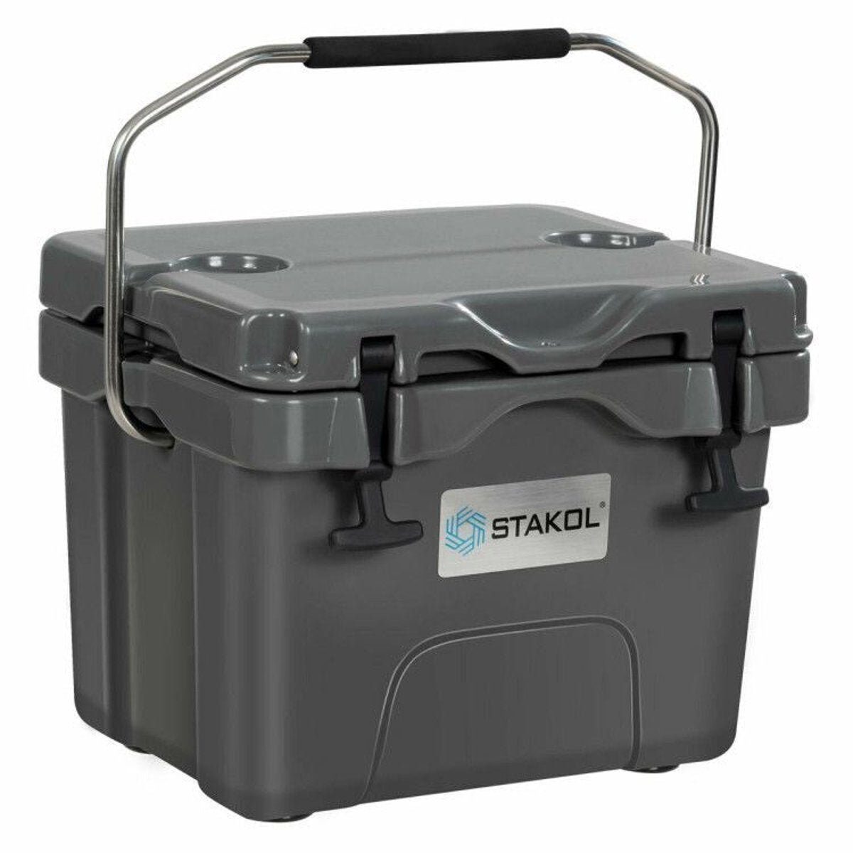 16 Quart Portable Ice Cooler with 24-Can Capacity and Dual Cup Holders — gray, coolers