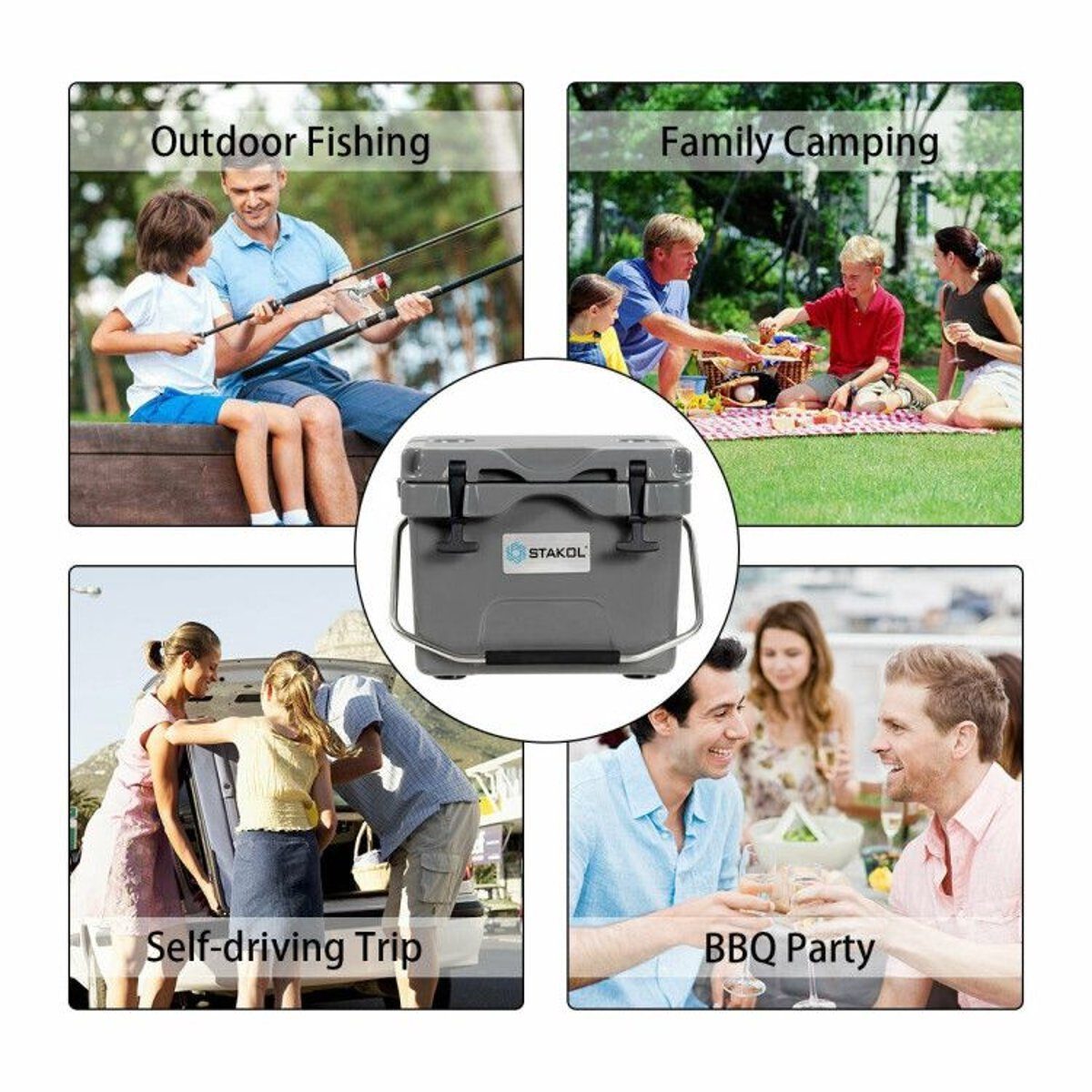 16 Quart Portable Ice Cooler with 24-Can Capacity and Dual Cup Holders — coolers, view 28