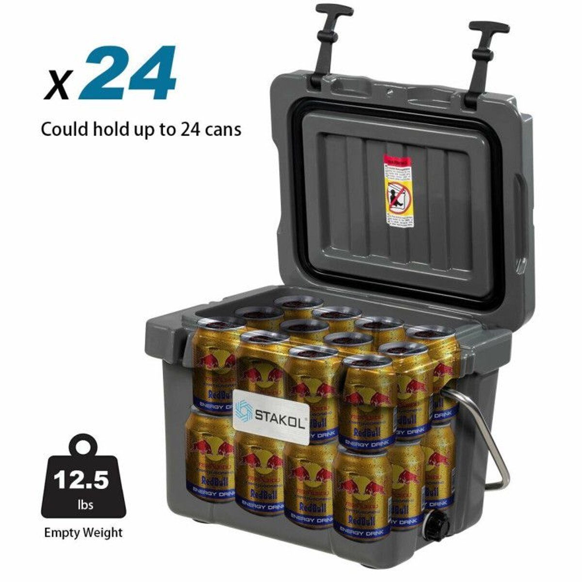 16 Quart Portable Ice Cooler with 24-Can Capacity and Dual Cup Holders — coolers, view 34