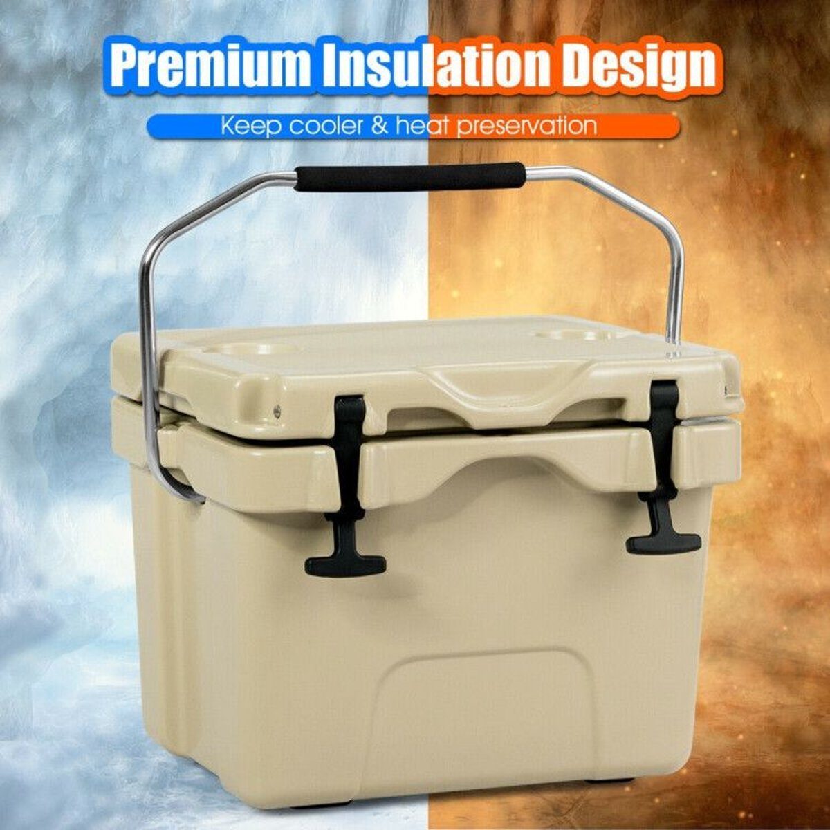 16 Quart Portable Ice Cooler with 24-Can Capacity and Dual Cup Holders — coolers, view 39