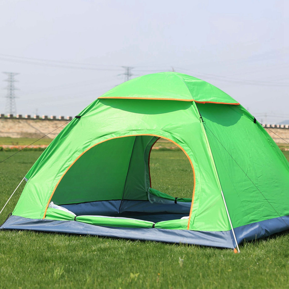Green 3–4 Person Instant Pop-Up Camping Tent