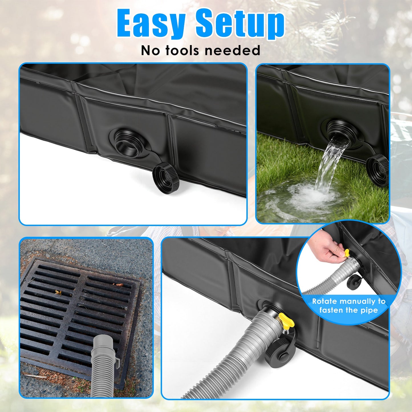 Lake Forest 41-Inch Portable Foldable Camping Shower Base with Drain Hose