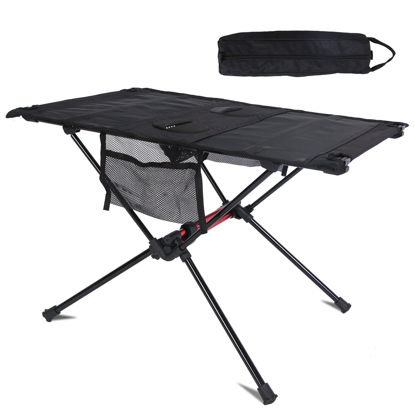 Lake Forest Portable Folding Camping Table with Cup Holders & Side Pockets