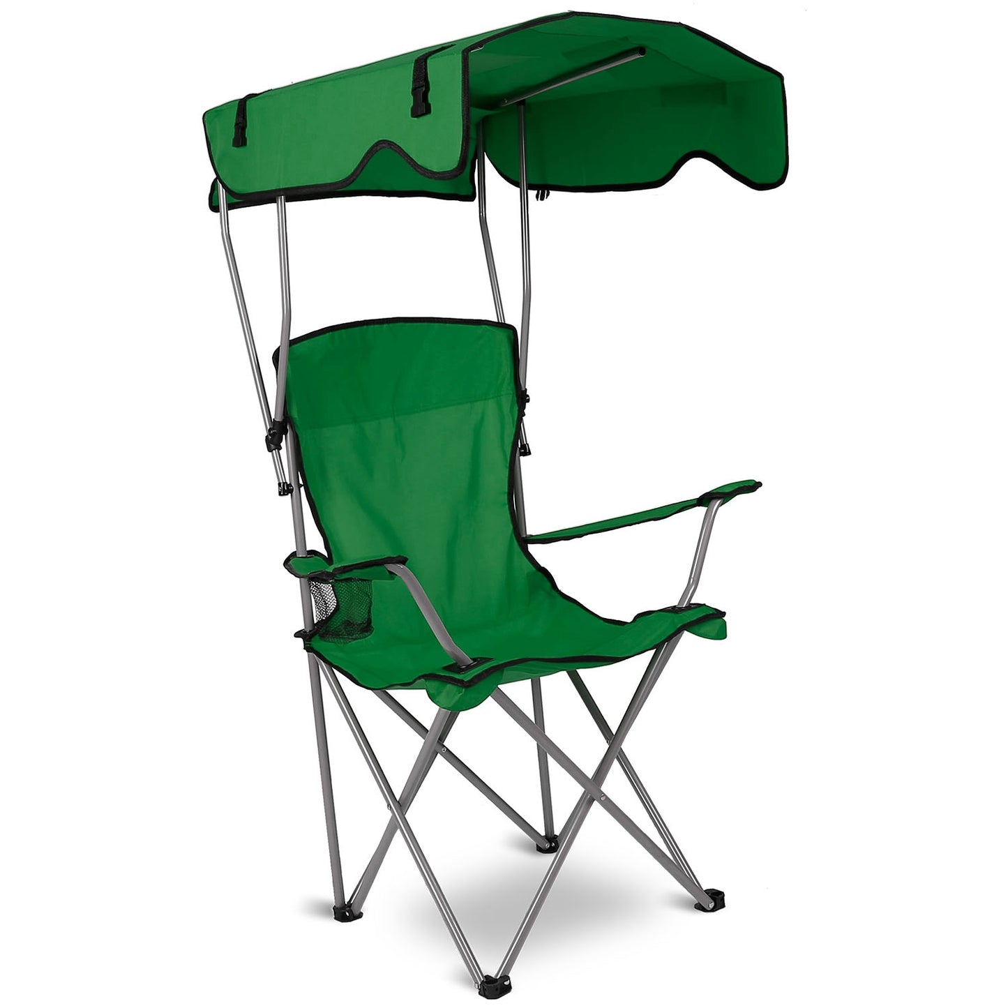 Lake Forest Green Foldable Canopy Camping Chair with Cup Holder