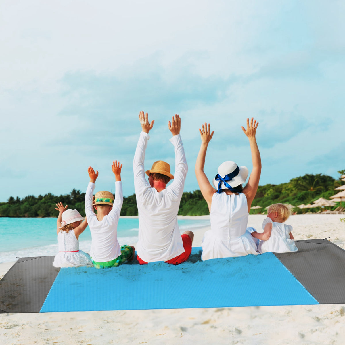 Blue Medium 2–3 Person Sandproof Camping & Beach Blanket