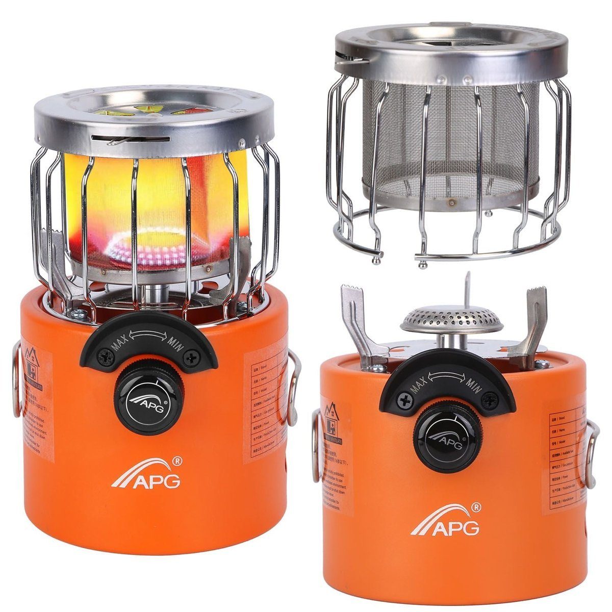2-in-1 Portable Camping Gas Stove & Heater – Radiant Heat + Cook System — cookware dinnerware, back view