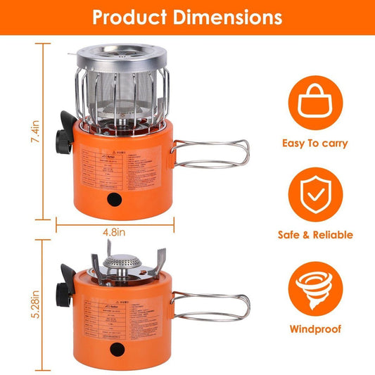 2-in-1 Portable Camping Gas Stove & Heater – Radiant Heat + Cook System — cookware dinnerware, front view