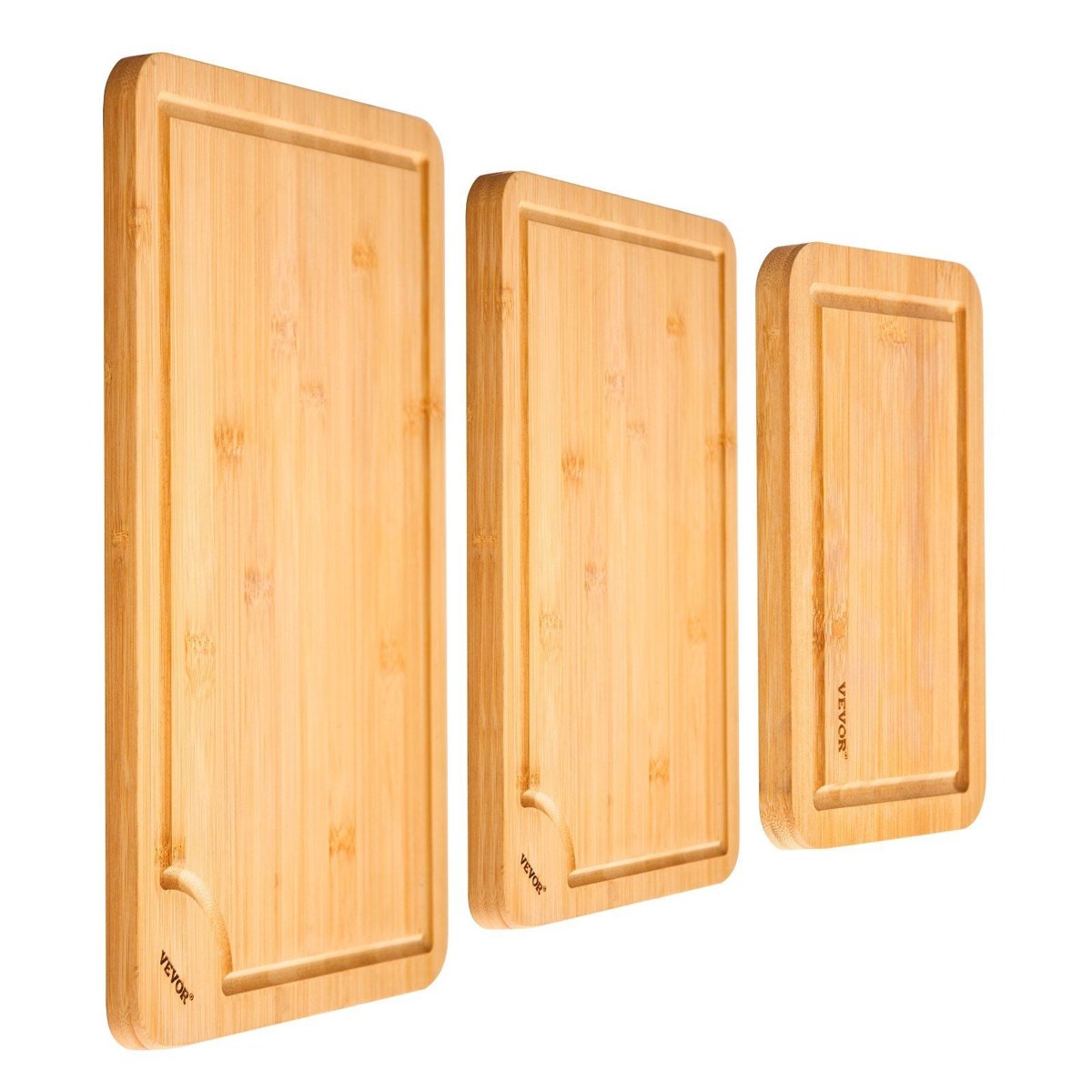 3-Piece Bamboo Cutting Board Set (9×6, 12×8, 15×10 in) - Juice Grooves, Double-Sided — boards, multi-item, view 7