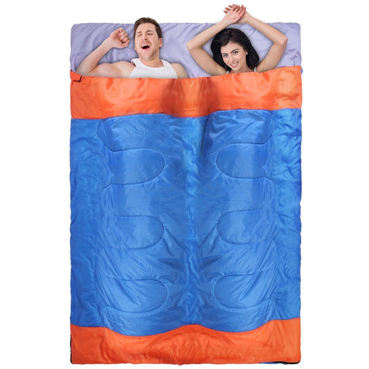 3-Season Double-Layer Sleeping Bag - 2 or 3 Person (Blue) — bags, front view