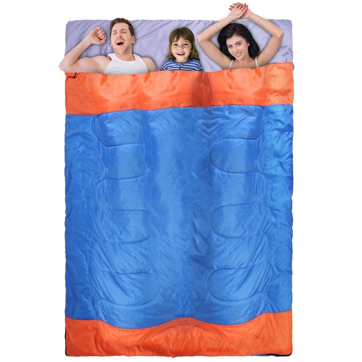 3-Season Double-Layer Sleeping Bag - 2 or 3 Person (Blue) — bags, view 13