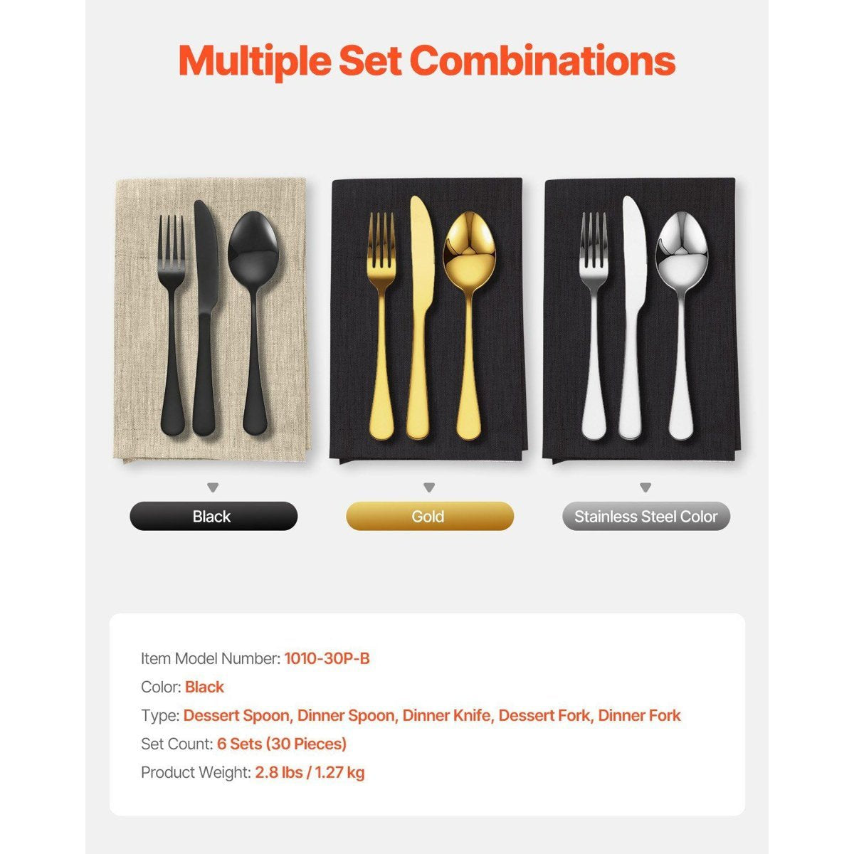 30-Piece Stainless Steel Silverware Set - Cutlery Flatware for 6 — camping cookware & dinnerware, lifestyle, multi-item