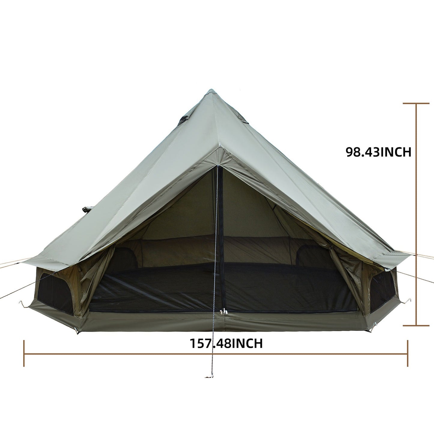 Dark Green 9.8 FT Oxford Bell Tent with Stove Jack – 3–4 Person