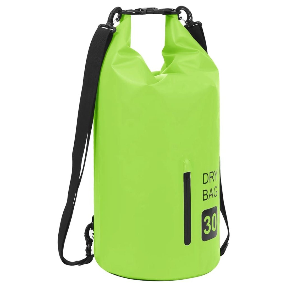 30L Waterproof Dry Bag Backpack (PVC, Green/Black) - Adjustable Straps — duffel bags, front view