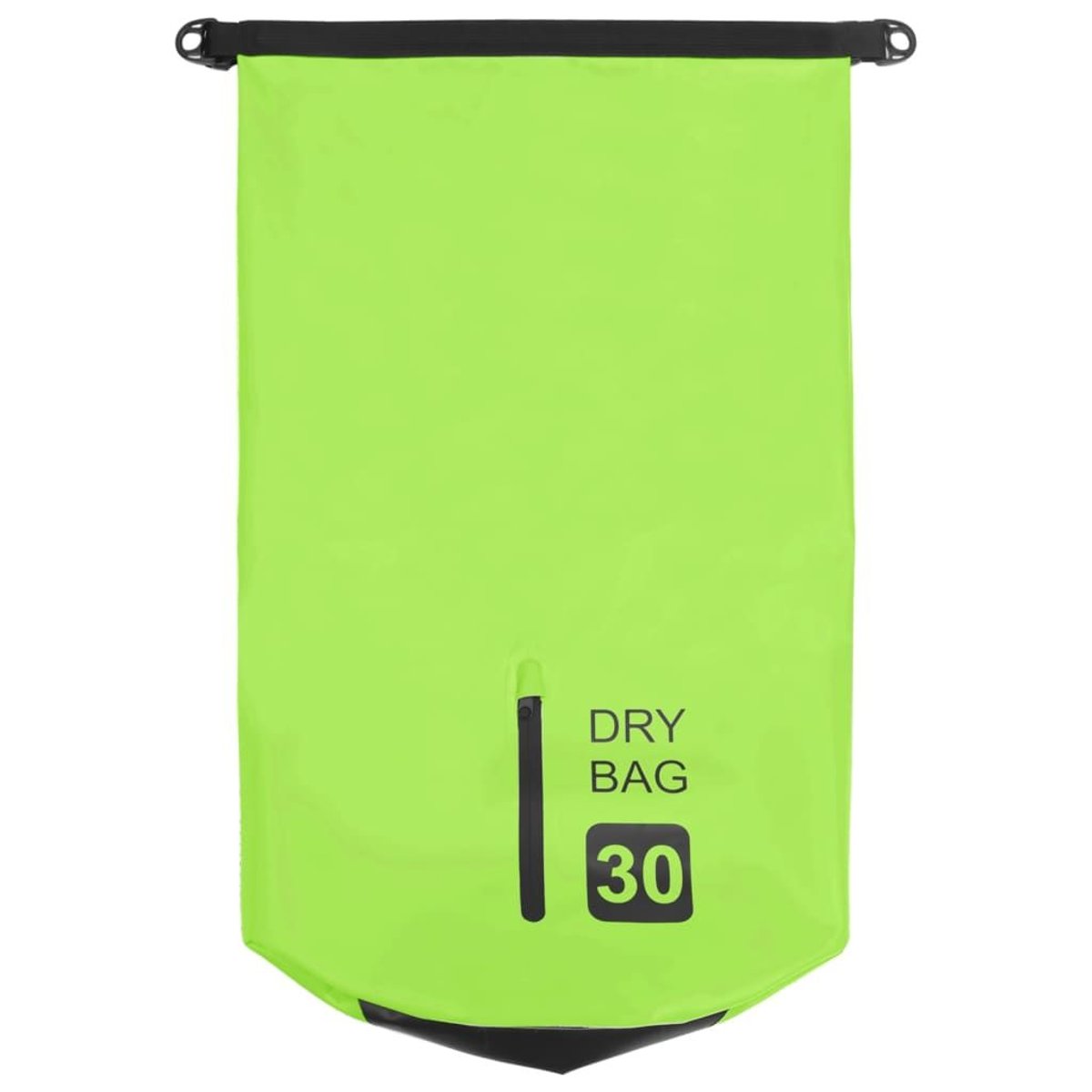 30L Waterproof Dry Bag Backpack (PVC, Green/Black) - Adjustable Straps — duffel bags, back view