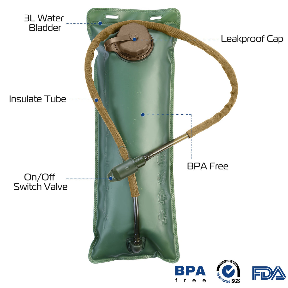 3L Hydration Vest with Water Bladder – Military