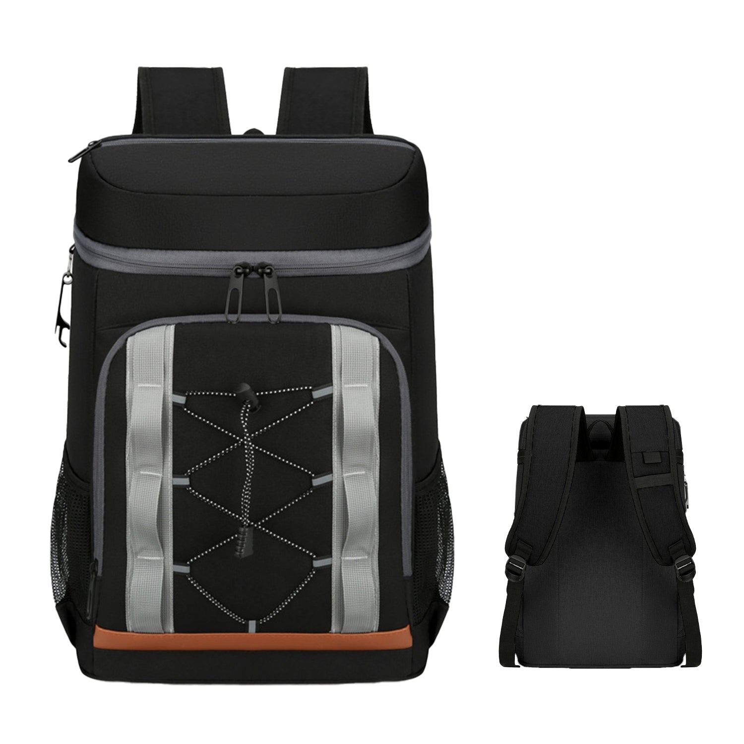 Black backpack with gray accents on a white background
