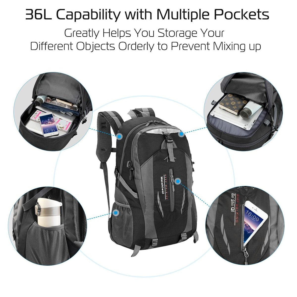 36L Lightweight Hiking Backpack - 15kg Load, 5 Colors — backpacks, detail