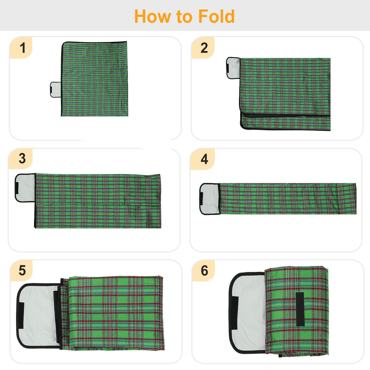 Green Plaid 60" × 78" Waterproof Picnic Blanket