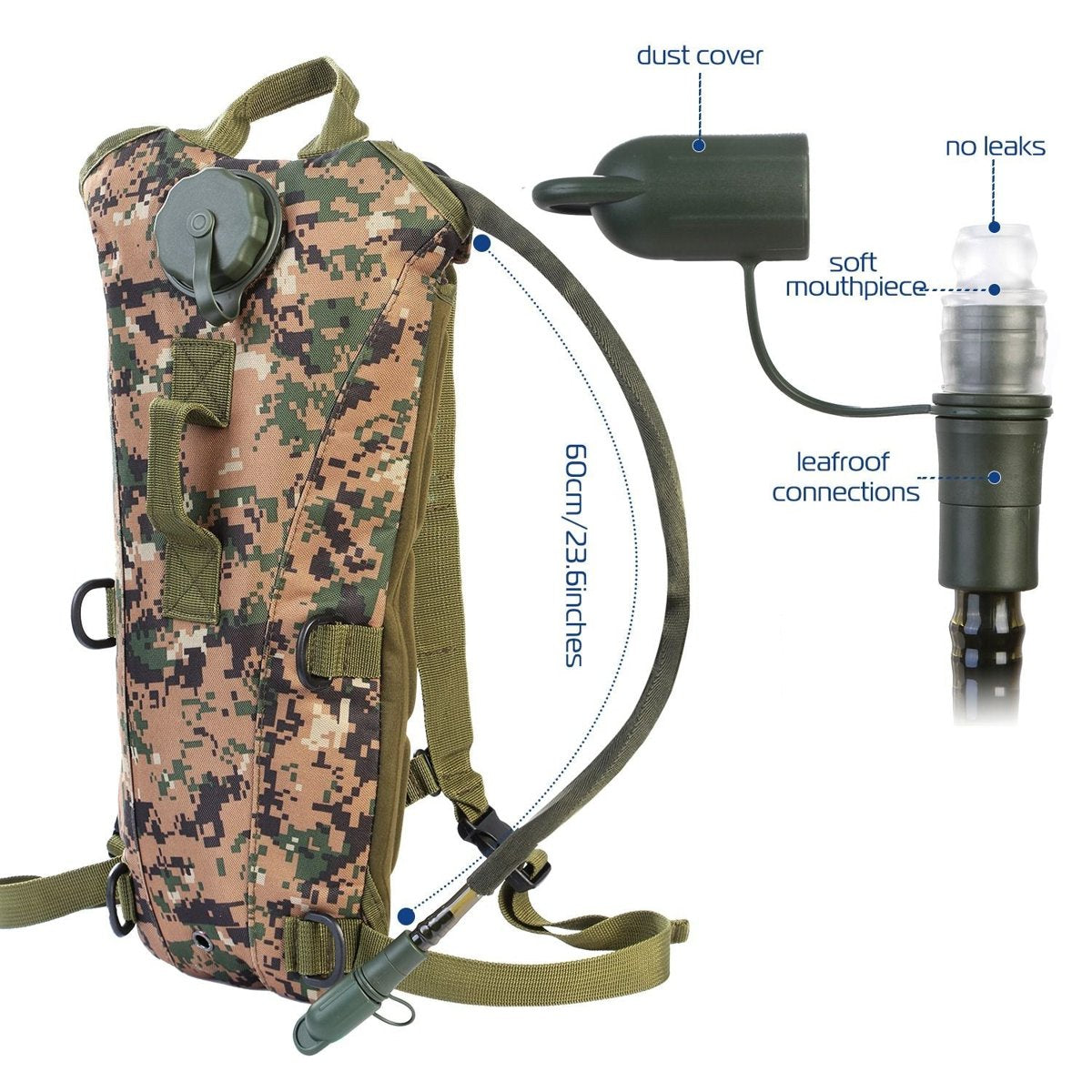 3L Tactical Hydration Pack - 600D Nylon, Bite-Valve Bladder — packs, view 12