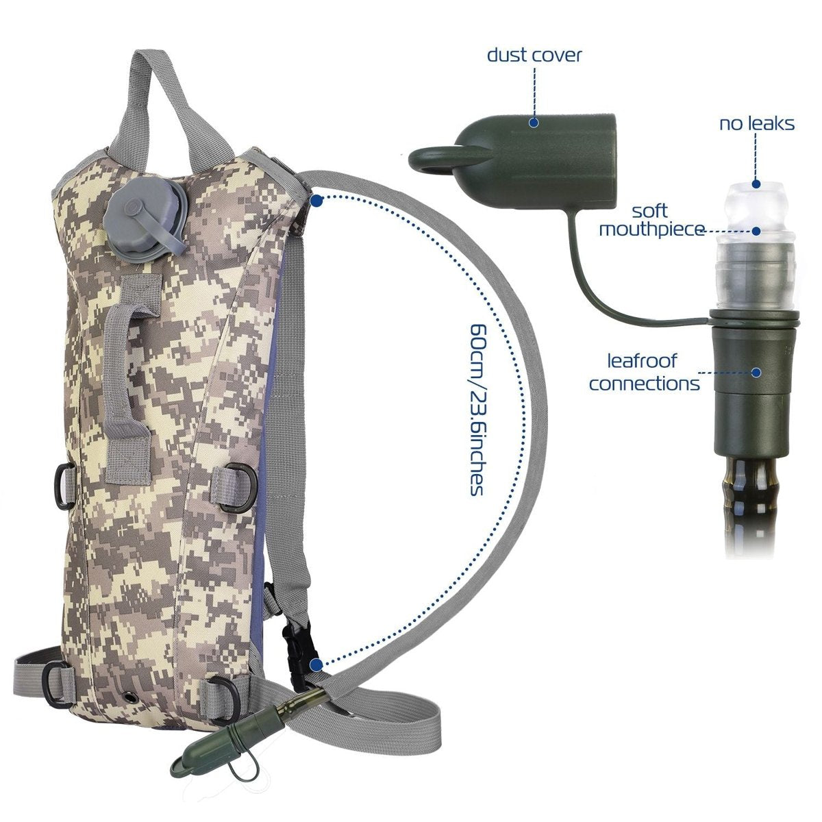 3L Tactical Hydration Pack - 600D Nylon, Bite-Valve Bladder — packs, view 16