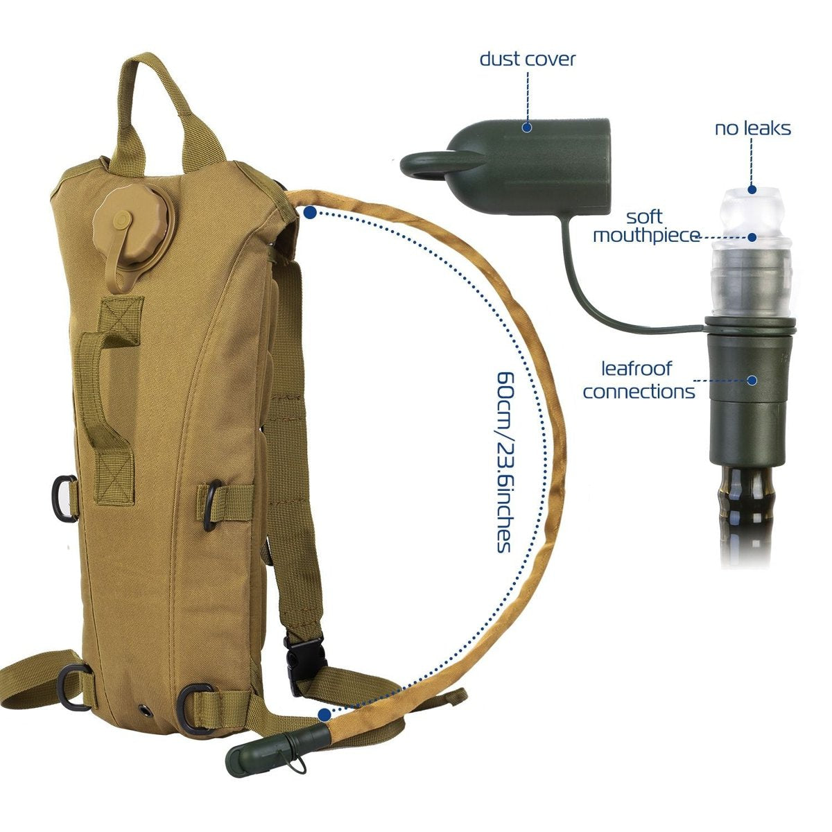 3L Tactical Hydration Pack - 600D Nylon, Bite-Valve Bladder — packs, view 21