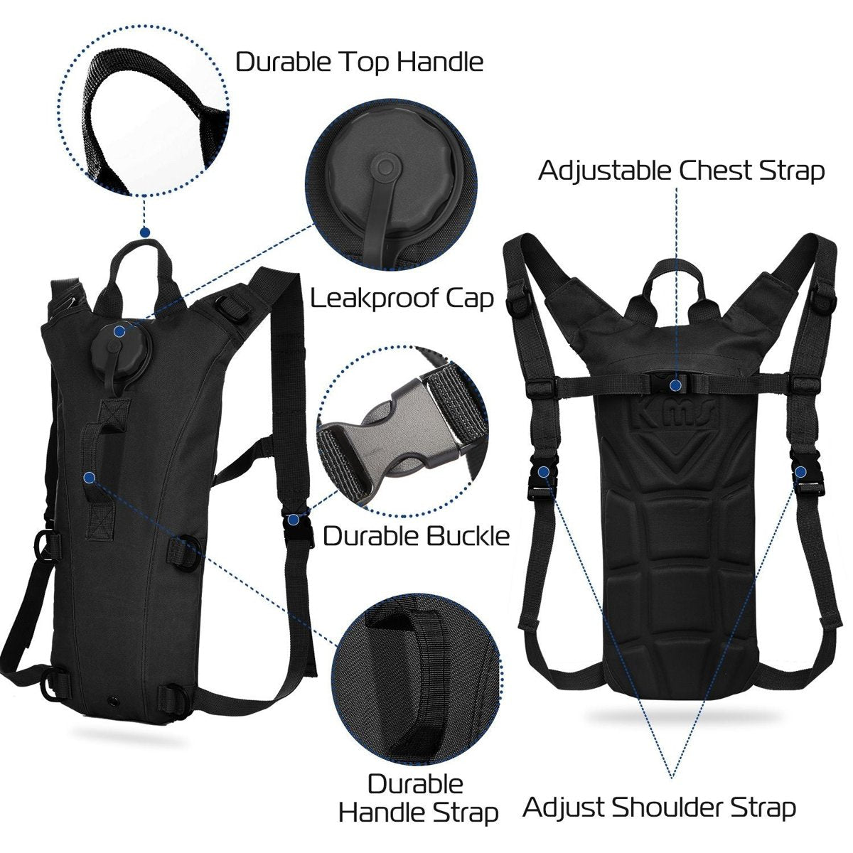 3L Tactical Hydration Pack - 600D Nylon, Bite-Valve Bladder — packs, view 25
