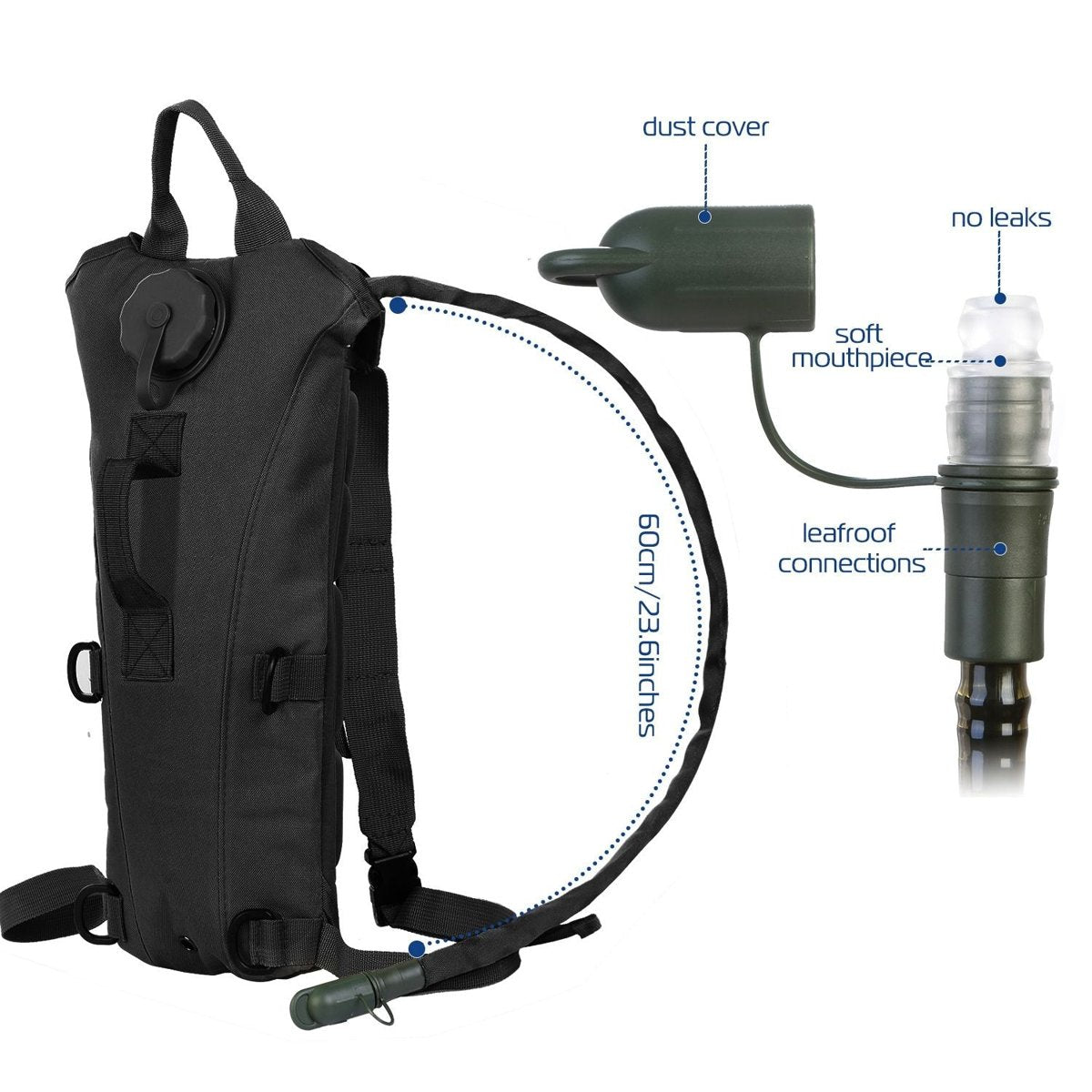 3L Tactical Hydration Pack - 600D Nylon, Bite-Valve Bladder — packs, view 26