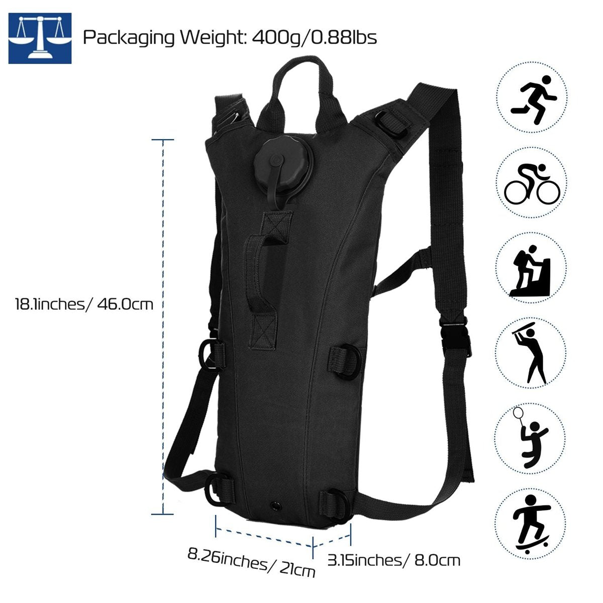 3L Tactical Hydration Pack - 600D Nylon, Bite-Valve Bladder — multi-color, packs, view 28