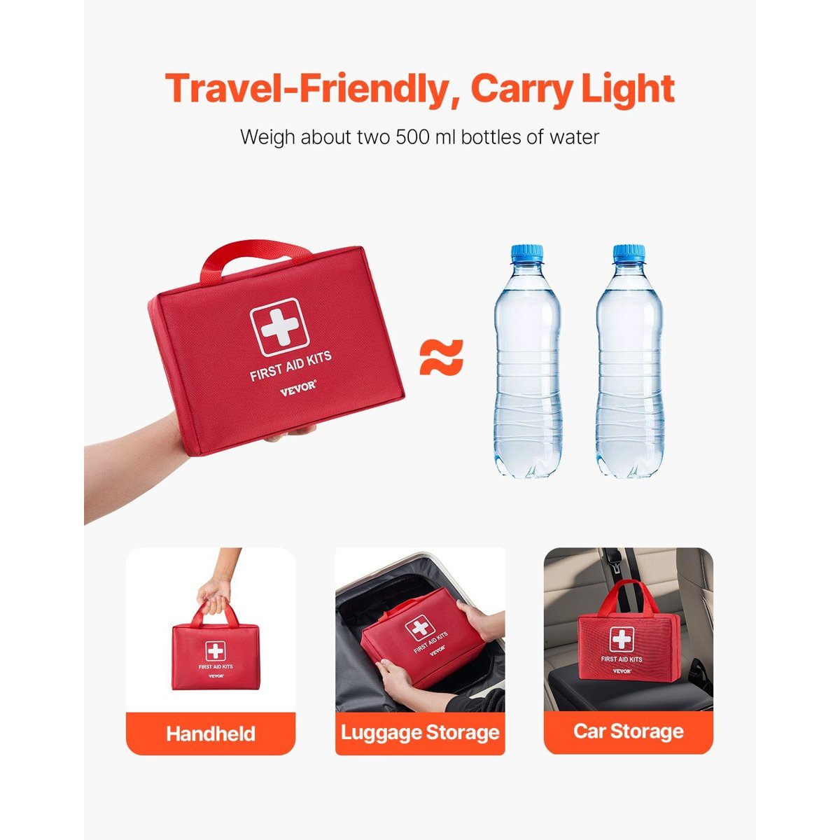 420-Piece Professional First Aid Kit - Compact 600D Nylon Bag (VEVOR) — multi-color, kits, lifestyle