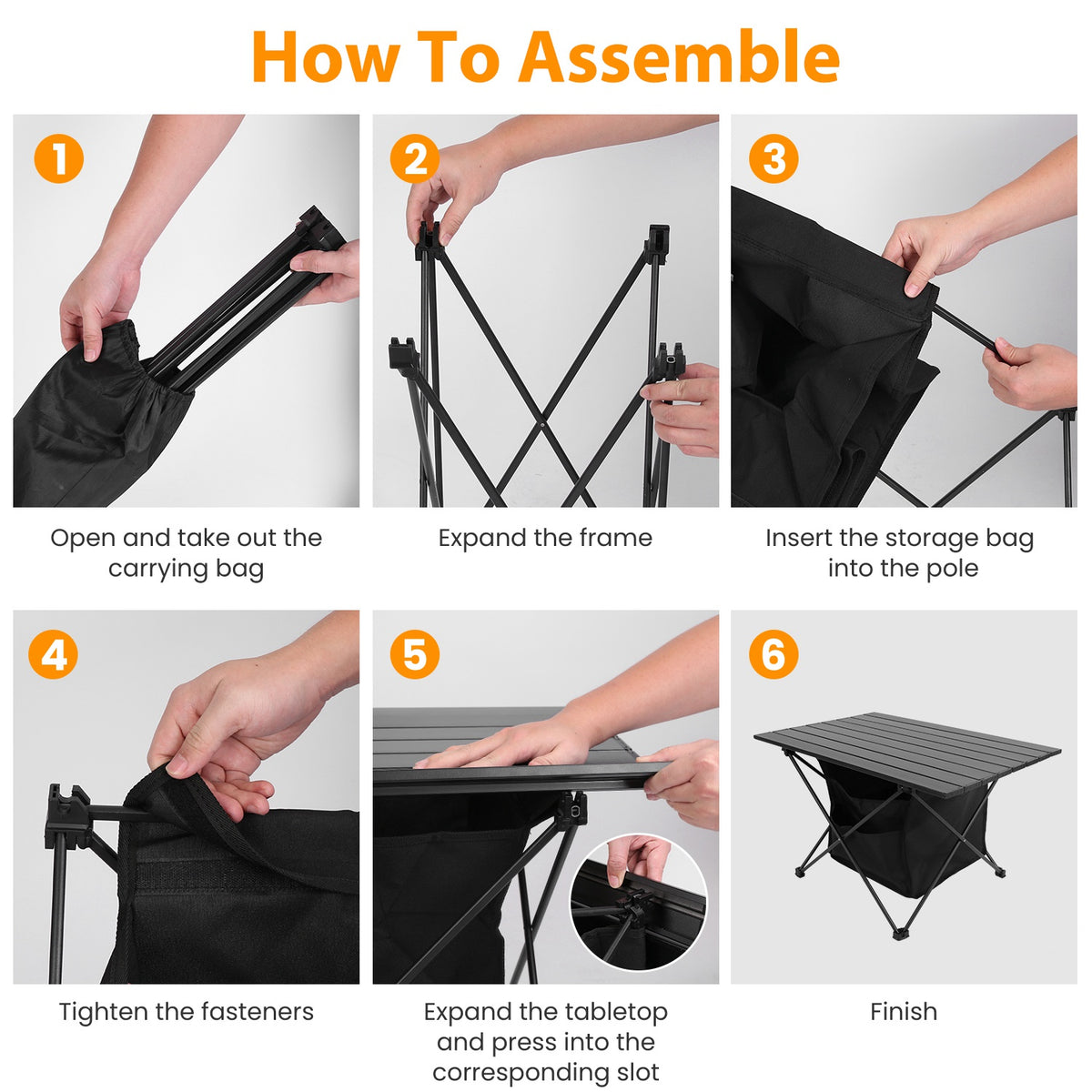 Large Foldable Aluminum Camping Table with Storage Basket