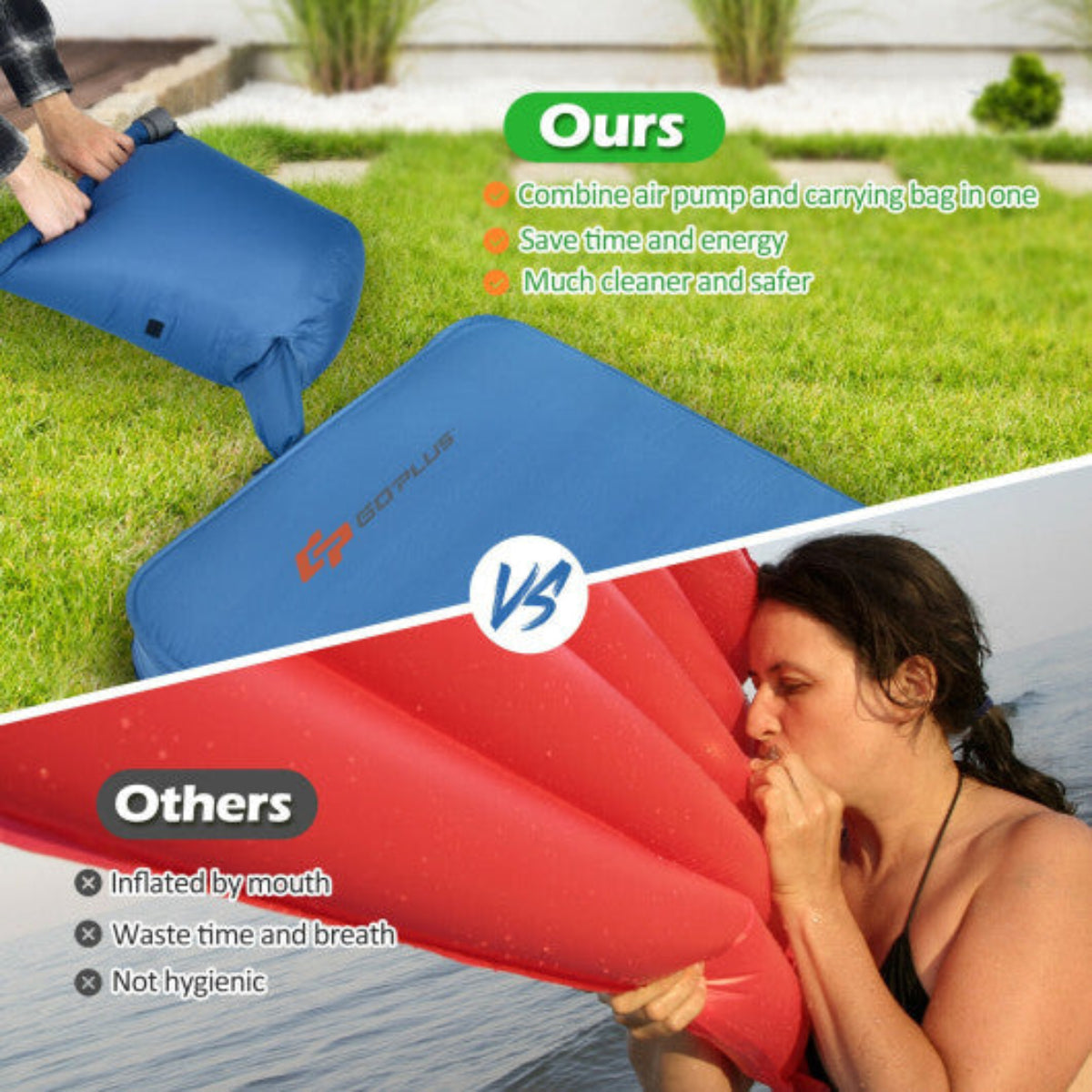 Inflatable Camping Sleeping Pad – 4" Thick, TPU Waterproof Mat — pads, back view
