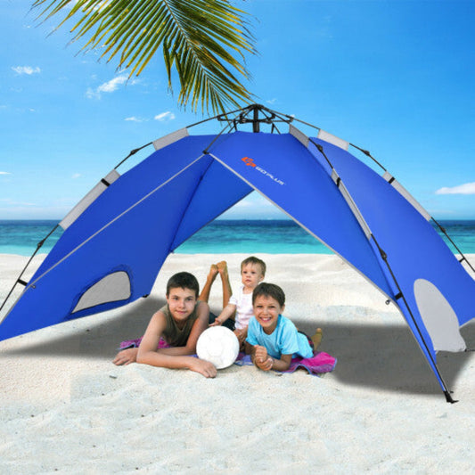 2-Person Lightweight Camping Tent – Portable Waterproof Shelter with Rainfly (Blue) — blue, pop-up tents, front view